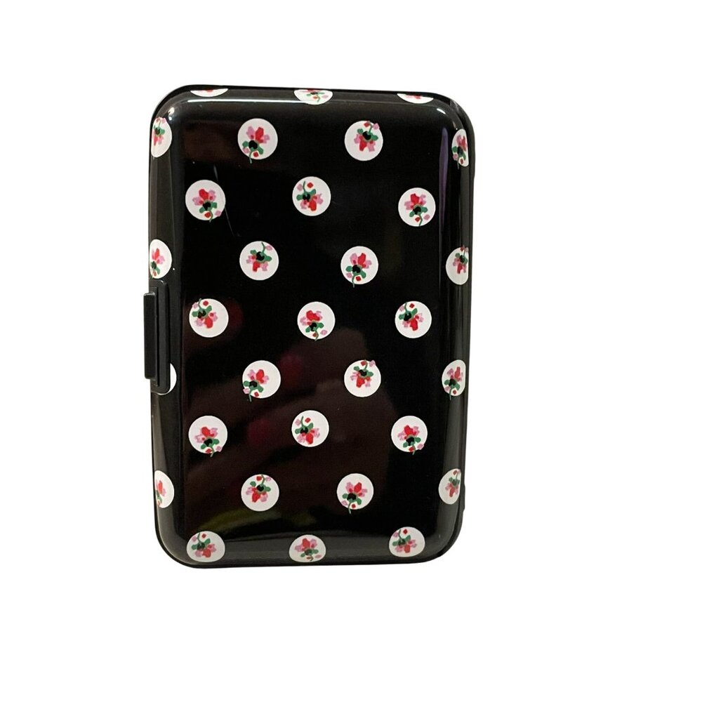 Isaac Mizrahi New York RFID Card Holder Used Black Floral - Picture 14 of 14